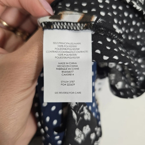 CAbi 3787 Womens Crossover Cami Sz 4 Black Brown Animal Print Polka Dot‎ - Picture 10 of 10